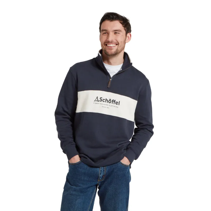 Schoffel Trencrom 1/4 Zip Mens Jumper - Navy/Stone