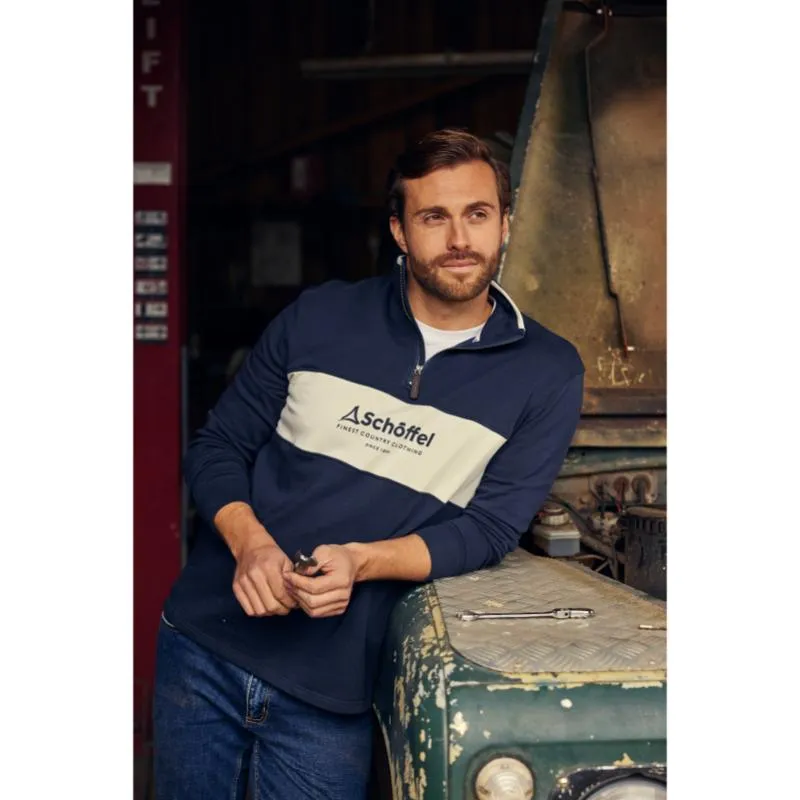 Schoffel Trencrom 1/4 Zip Mens Jumper - Navy/Stone