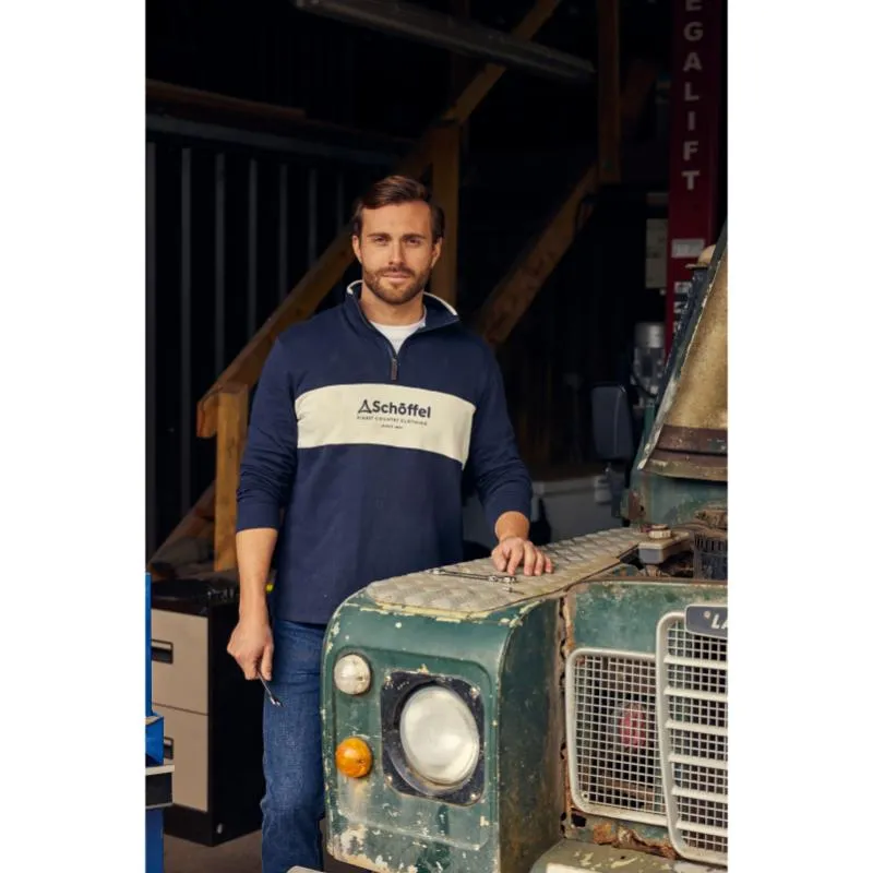 Schoffel Trencrom 1/4 Zip Mens Jumper - Navy/Stone