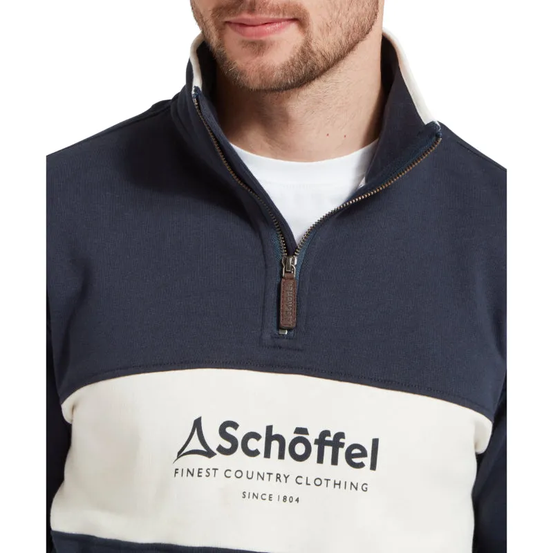 Schoffel Trencrom 1/4 Zip Mens Jumper - Navy/Stone