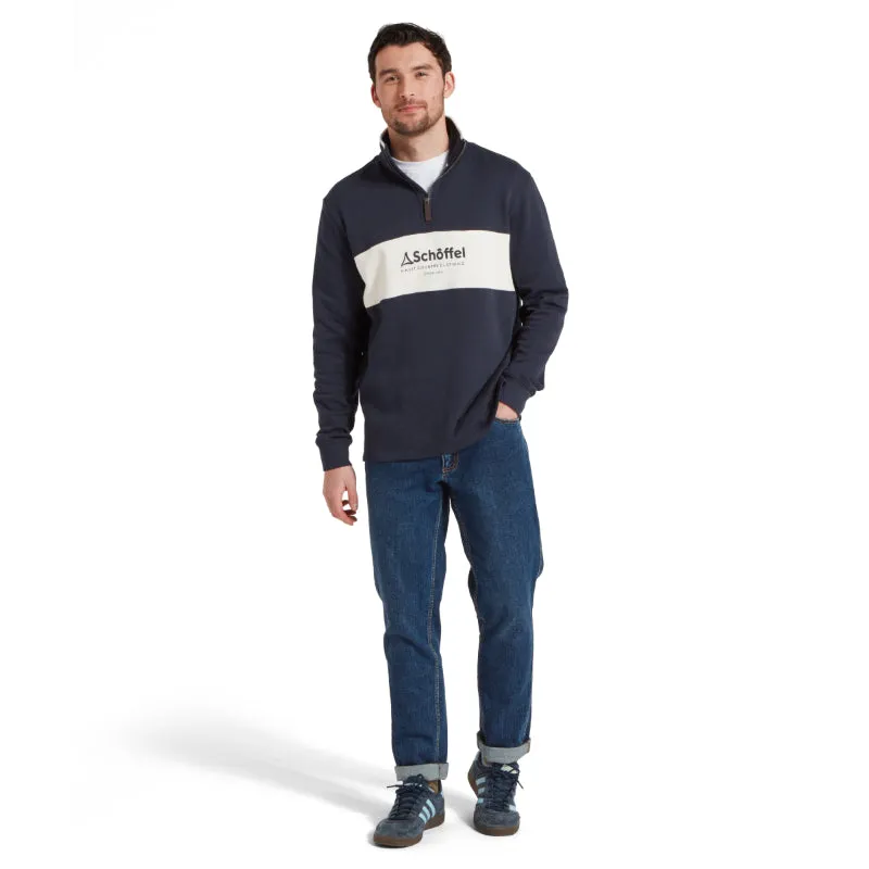 Schoffel Trencrom 1/4 Zip Mens Jumper - Navy/Stone