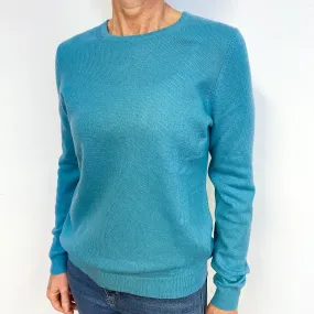 Sea Breeze Blue Cashmere Crew Neck Jumper Medium