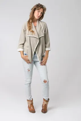 STONE WASH KIMONO JACKET GREY