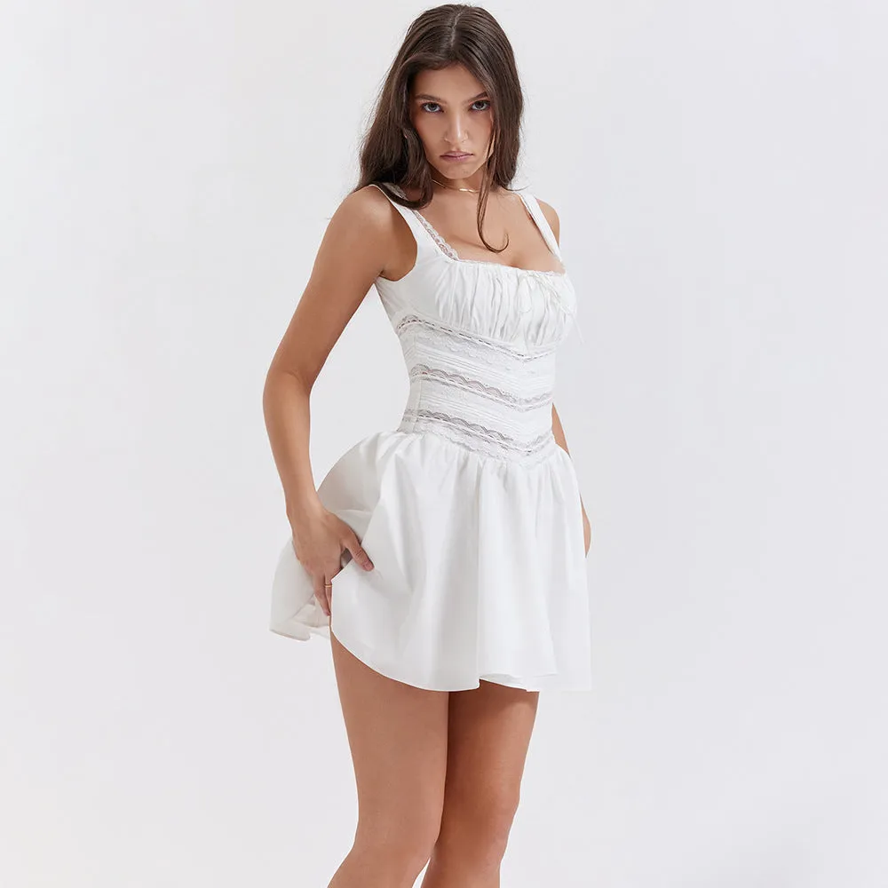 Summer Sexy White Lace Spaghetti Strap Dress