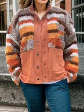 Vibrantly Warm Snap Front Fleece Jacket