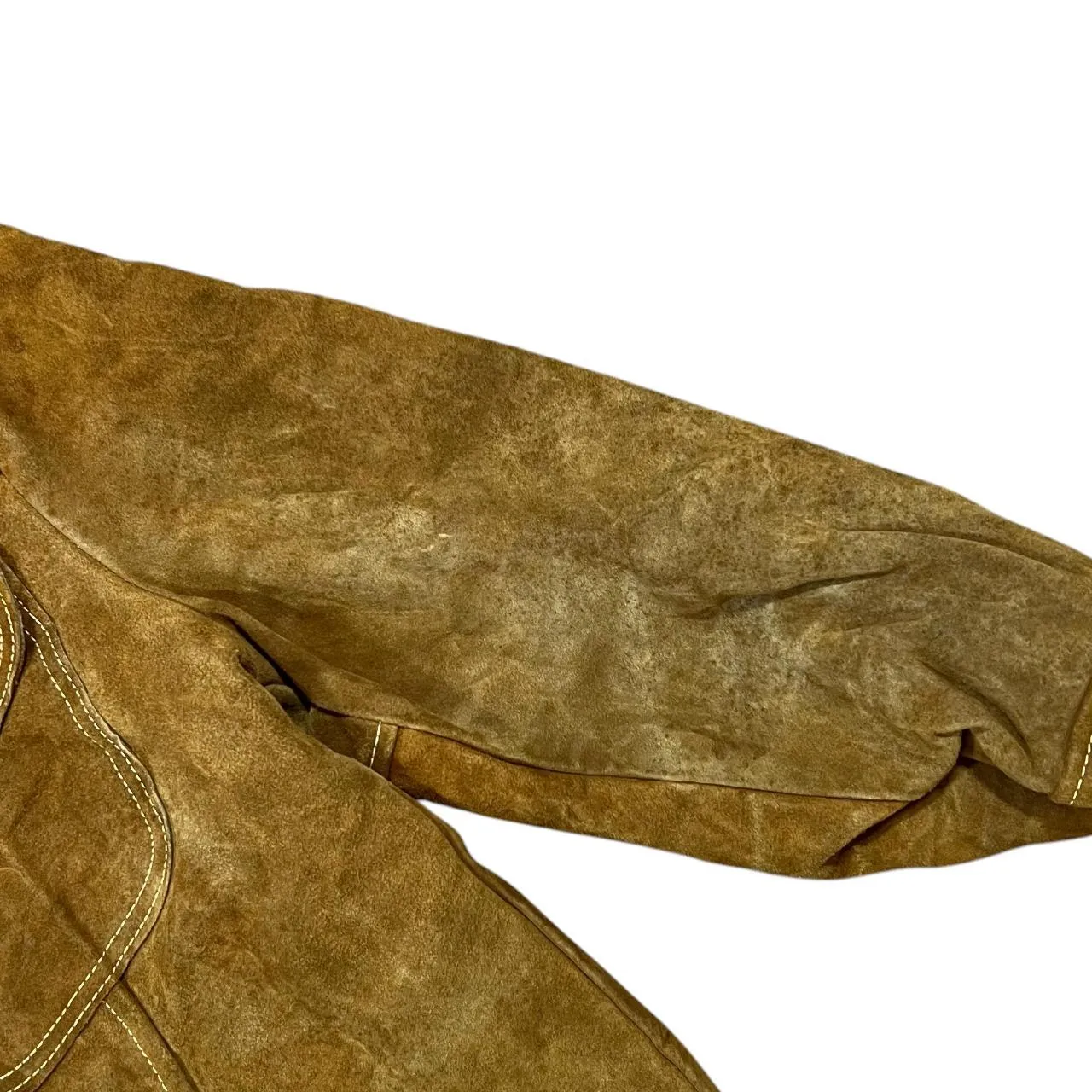 Vintage 80's Handmade Fleece Lined Suede Leather Heavyweight Button Jacket