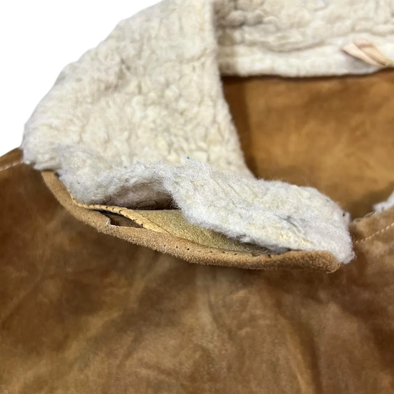 Vintage 80's Handmade Fleece Lined Suede Leather Heavyweight Button Jacket