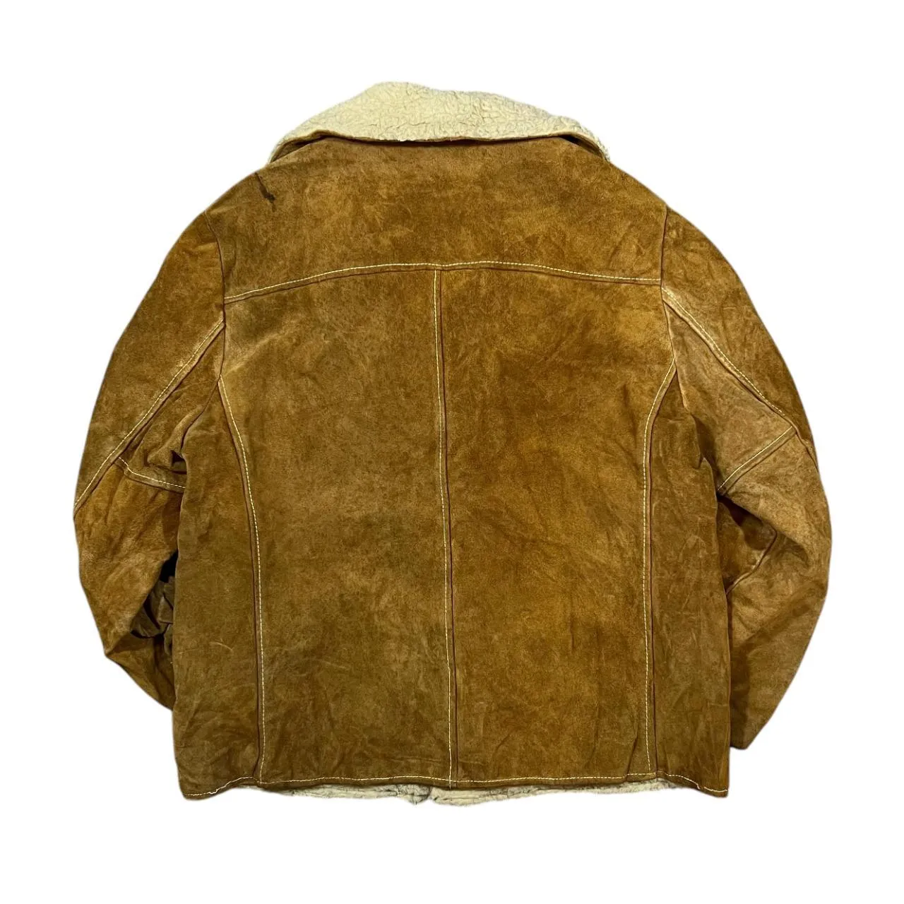 Vintage 80's Handmade Fleece Lined Suede Leather Heavyweight Button Jacket