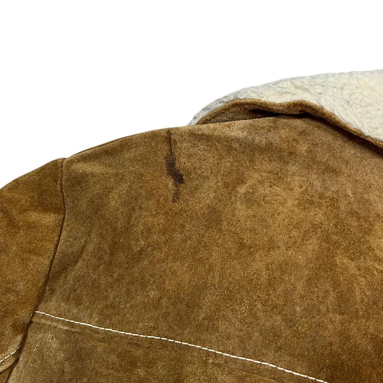 Vintage 80's Handmade Fleece Lined Suede Leather Heavyweight Button Jacket