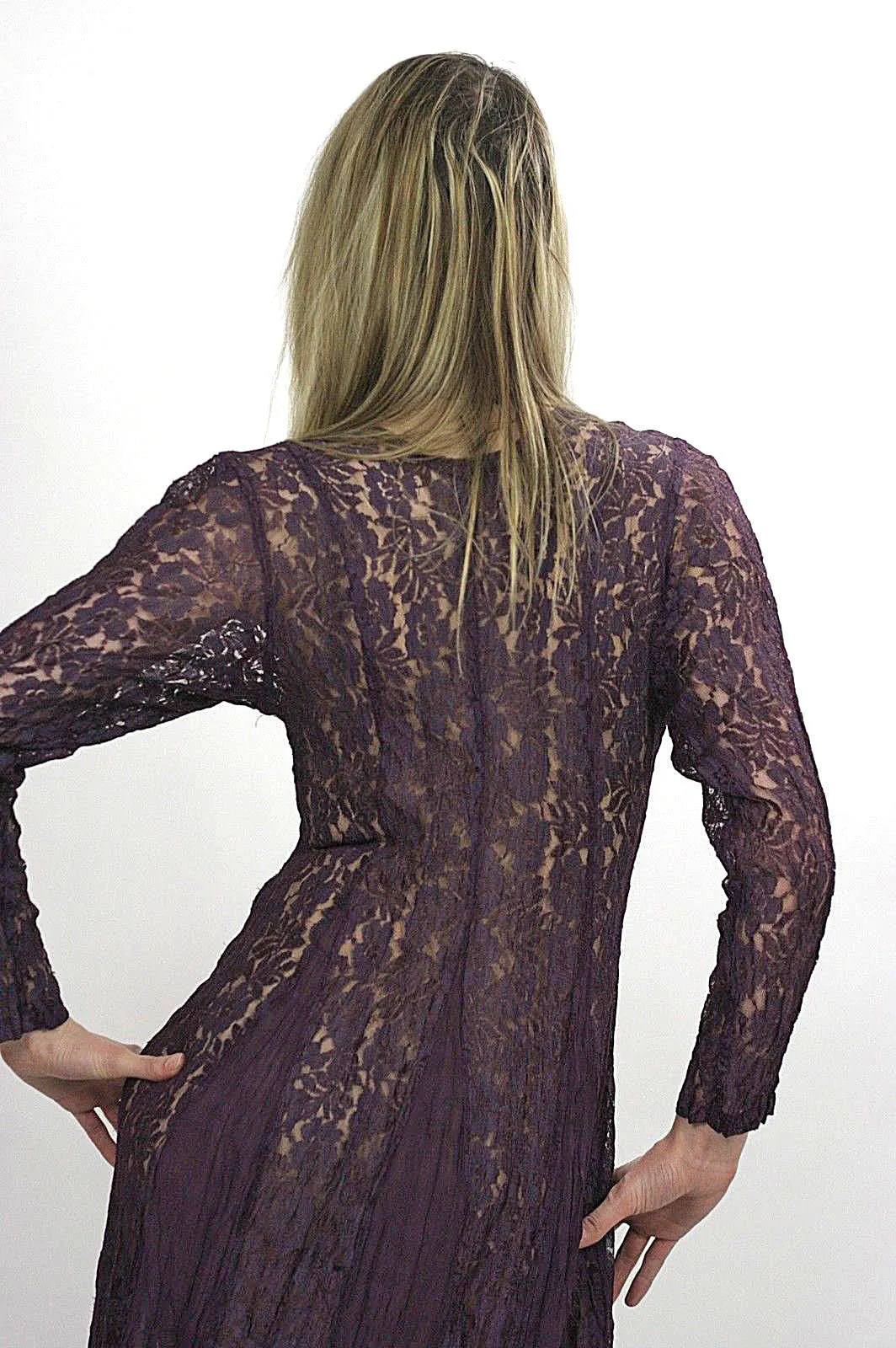 Vintage 90s Grunge boho sheer lace maxi dress