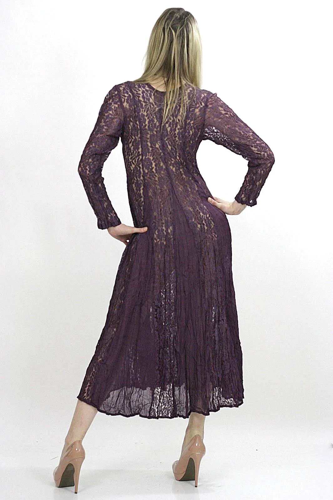 Vintage 90s Grunge boho sheer lace maxi dress