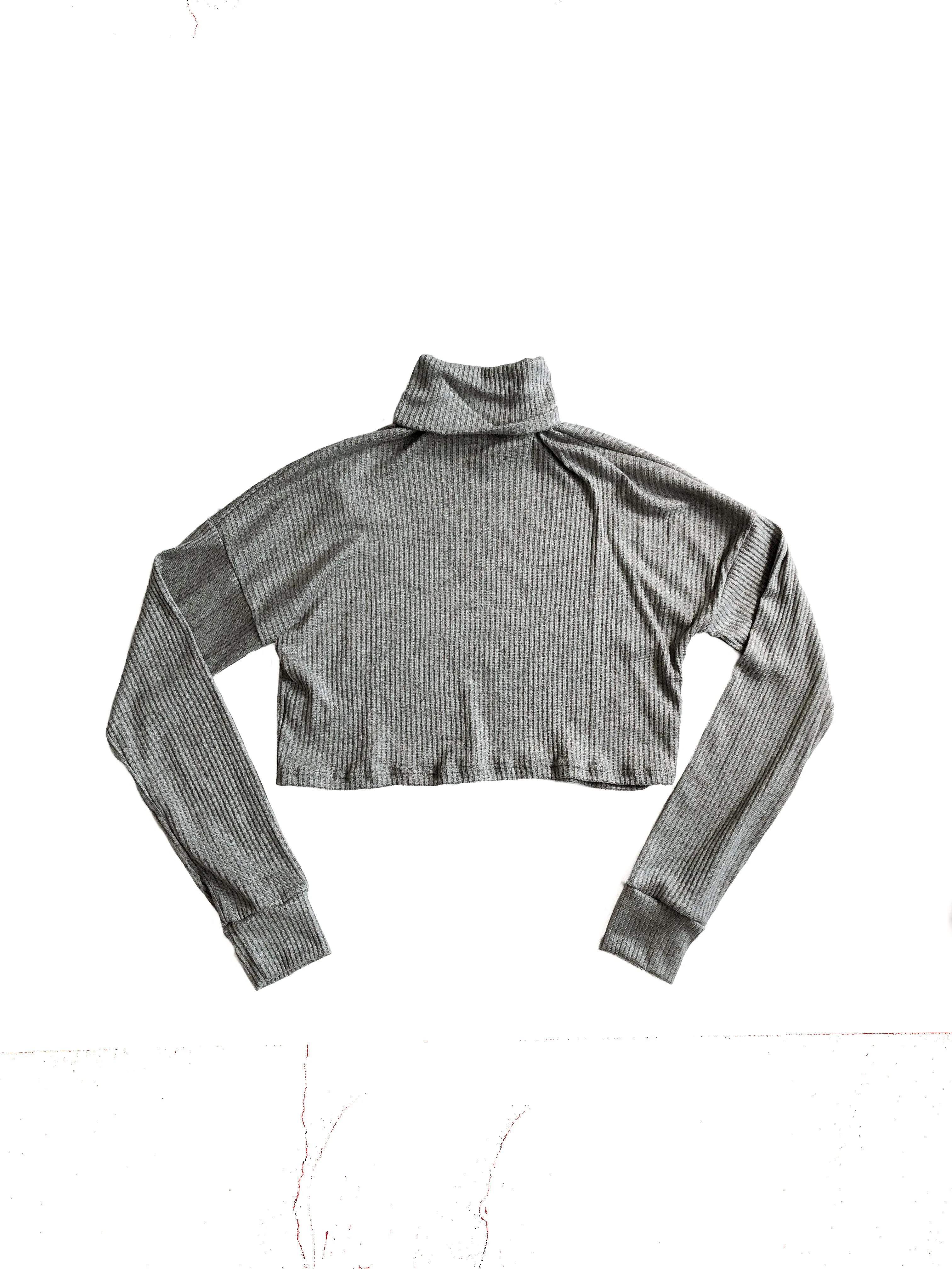 Virginia Turtleneck Crop Top - Gray