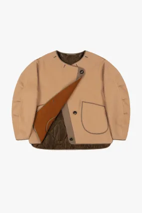 Wool Cropped Peacoat - Camel / Sienna