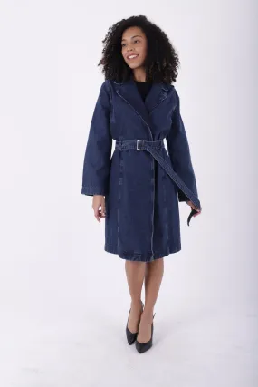 XLJ Denim Trench Coat with Denim Belt Mixed - Mansfield