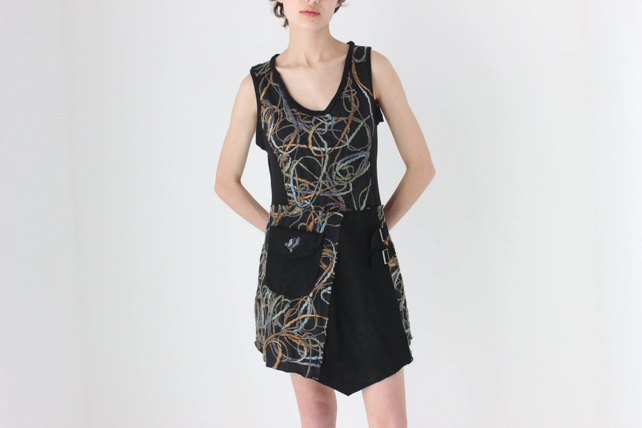 Y2K Unusual Woven 3D Yarn Knit Mini Dress